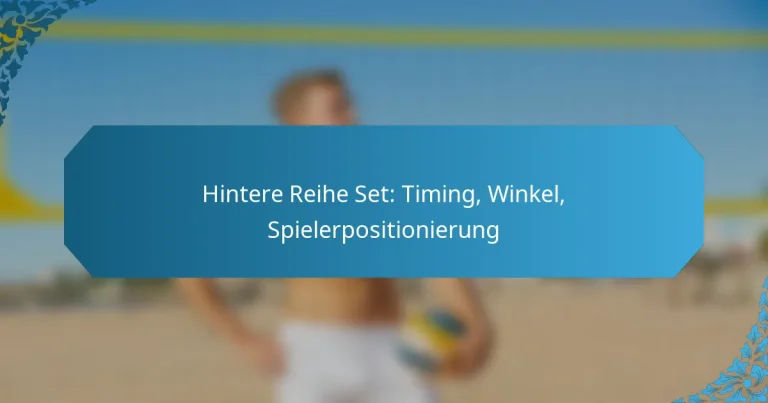 Hintere Reihe Set: Timing, Winkel, Spielerpositionierung