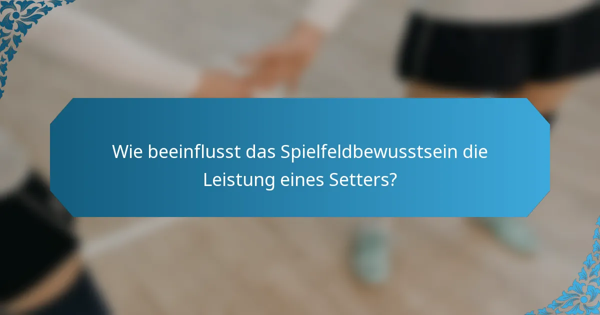 Wie beeinflusst das Spielfeldbewusstsein die Leistung eines Setters?